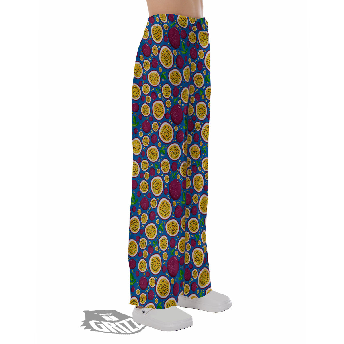 Blue Passion Fruit Print Pattern Pajama Pants-grizzshop