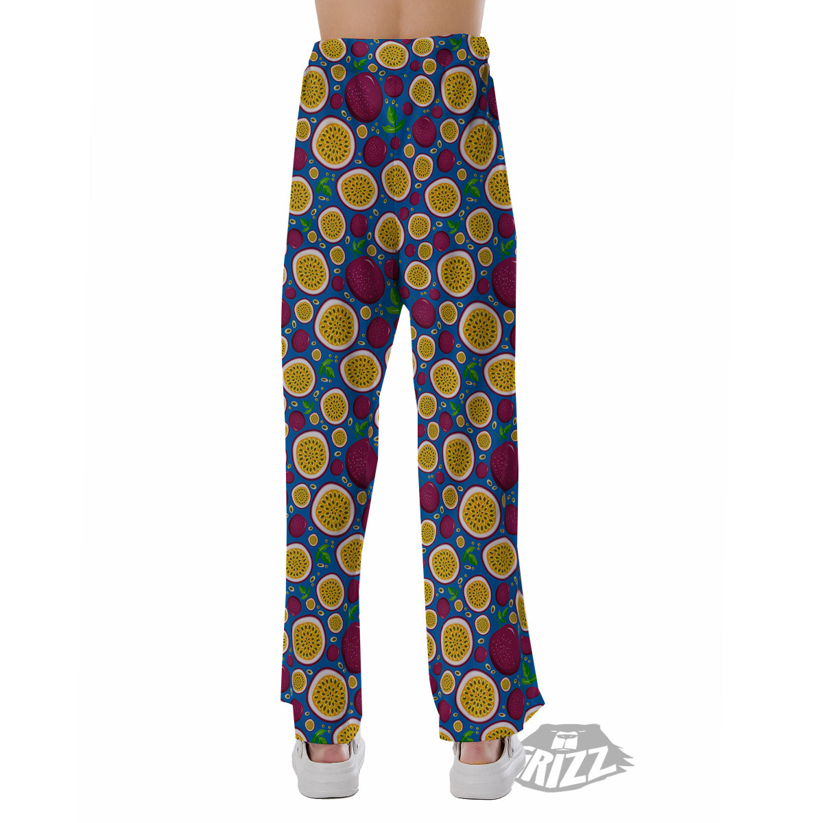 Blue Passion Fruit Print Pattern Pajama Pants-grizzshop