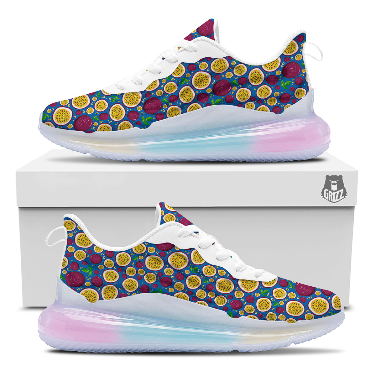 Blue Passion Fruit Print Pattern Running Sneakers-grizzshop
