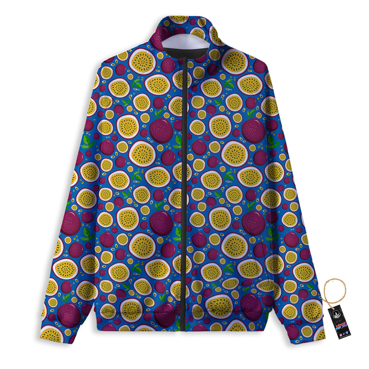 Blue Passion Fruit Print Pattern Track Jacket-grizzshop