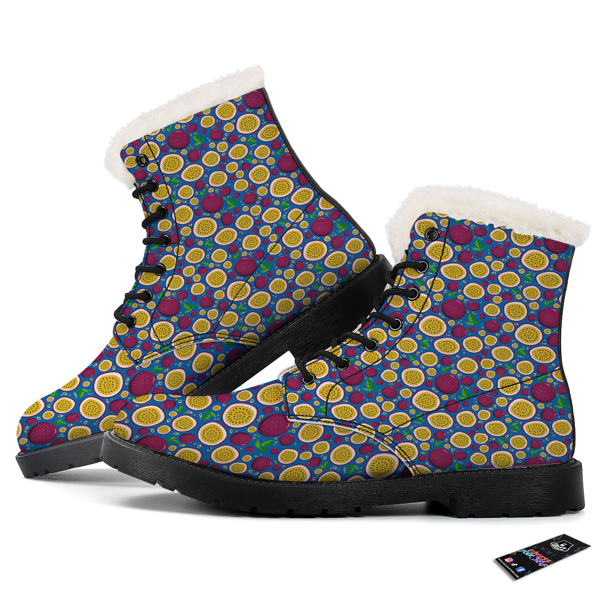 Blue Passion Fruit Print Pattern Winter Boots-grizzshop