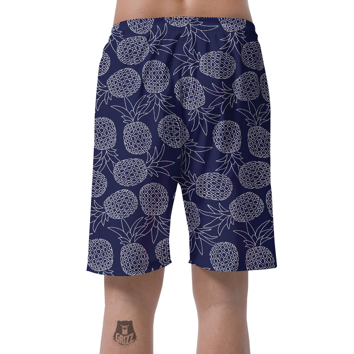 Blue Pine Pineapple Print Men's Shorts-grizzshop