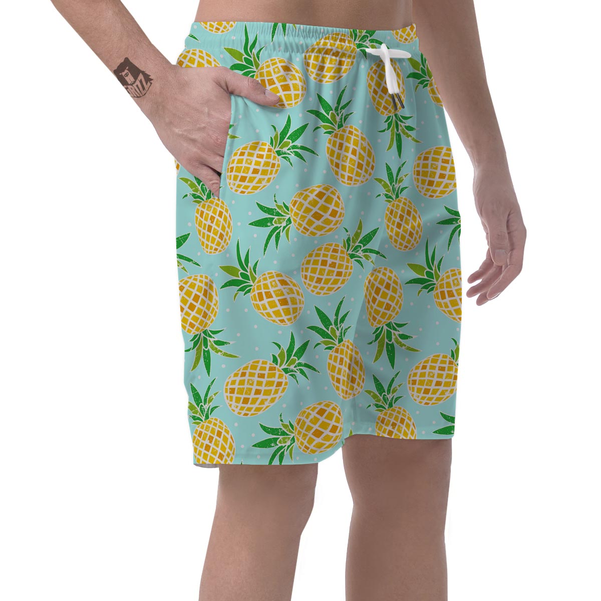 Blue Pineapple Print Men's Shorts-grizzshop