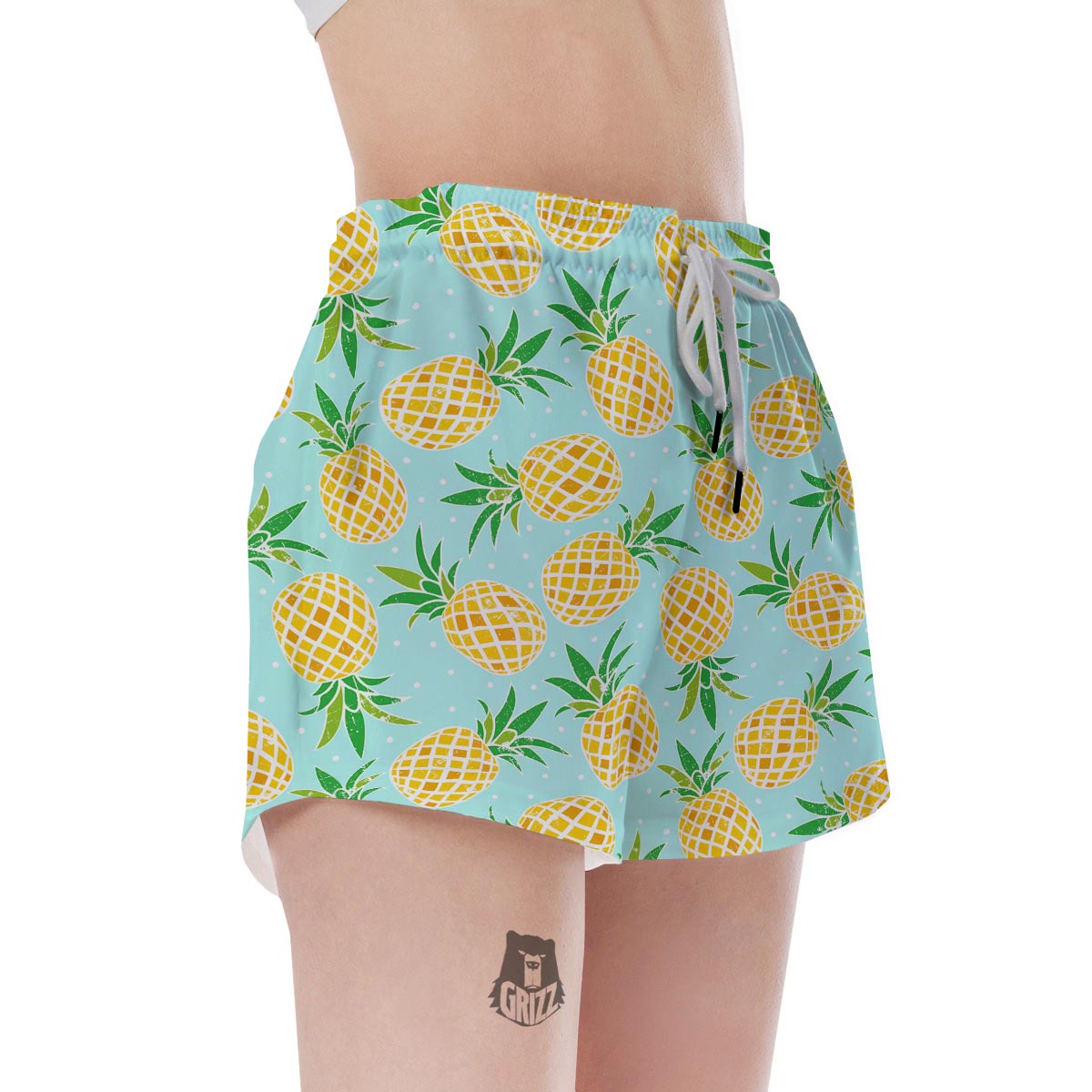 Blue Pineapple Print Women's Shorts-grizzshop