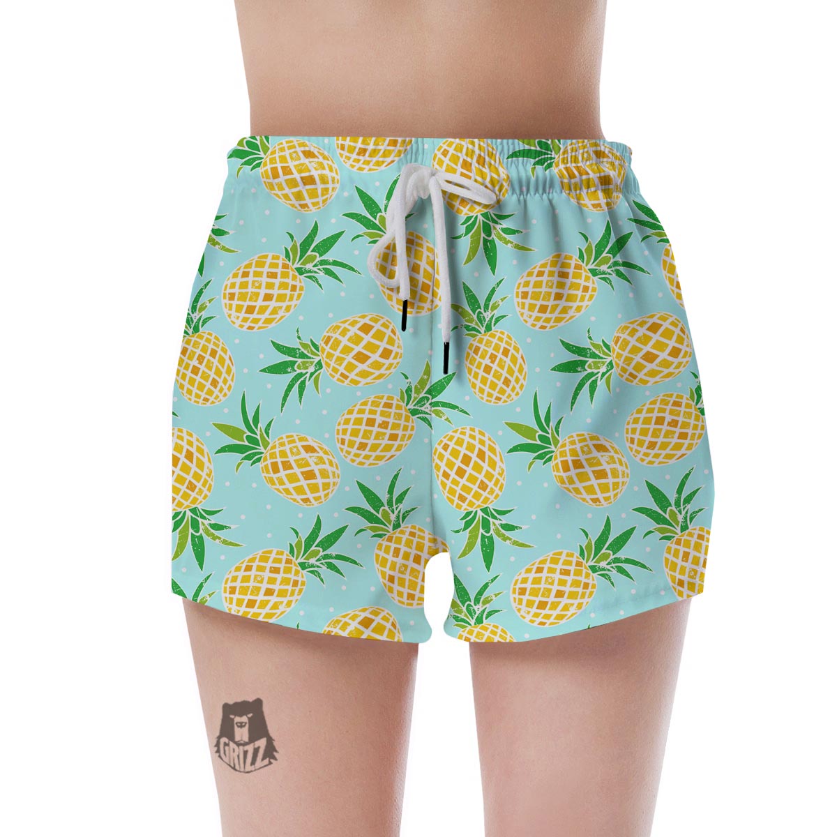 Blue Pineapple Print Women's Shorts-grizzshop