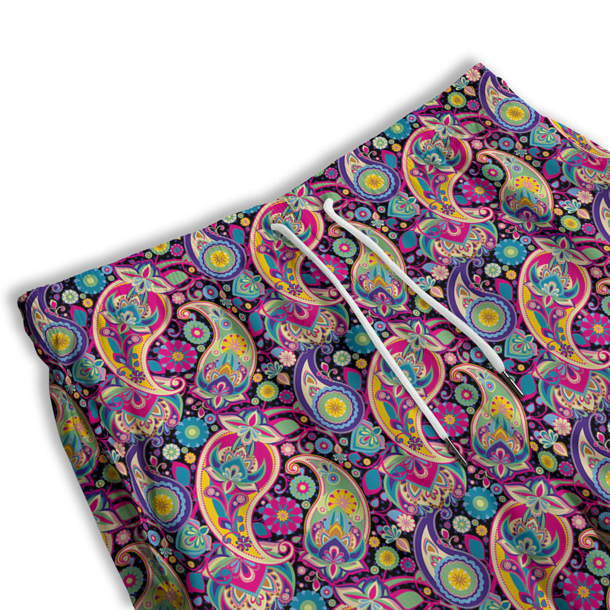 Blue Pink And Green Paisley Print Men's Athletic Shorts