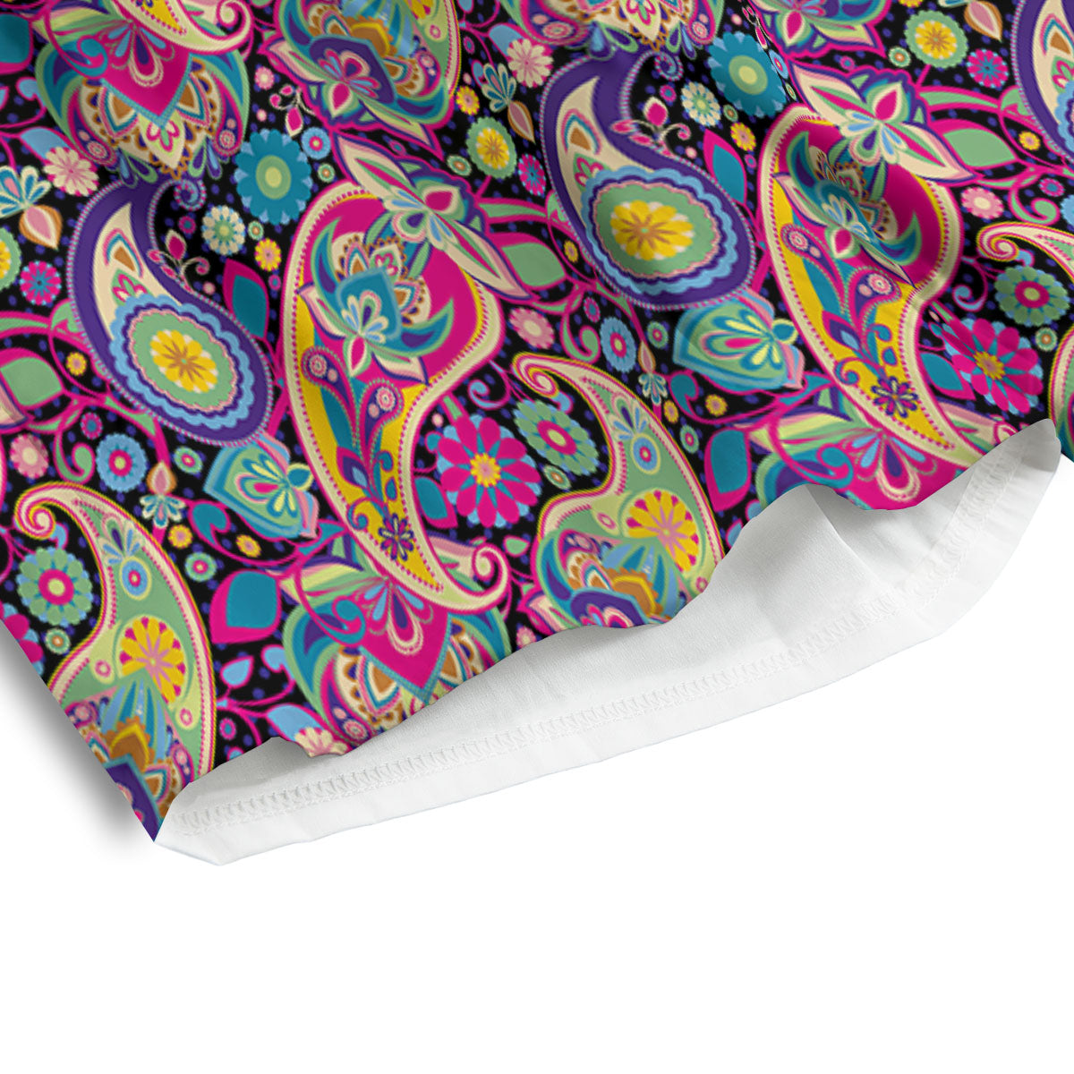 Blue Pink And Green Paisley Print Men's Athletic Shorts