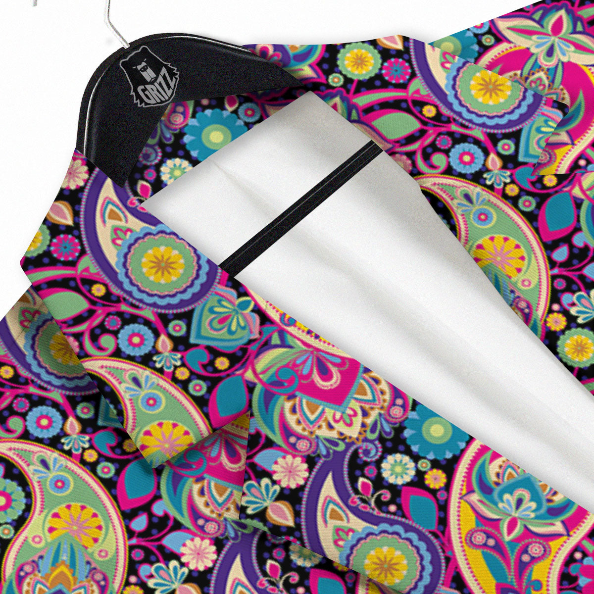 Blue Pink And Green Paisley Print Men's Sport Coat-grizzshop