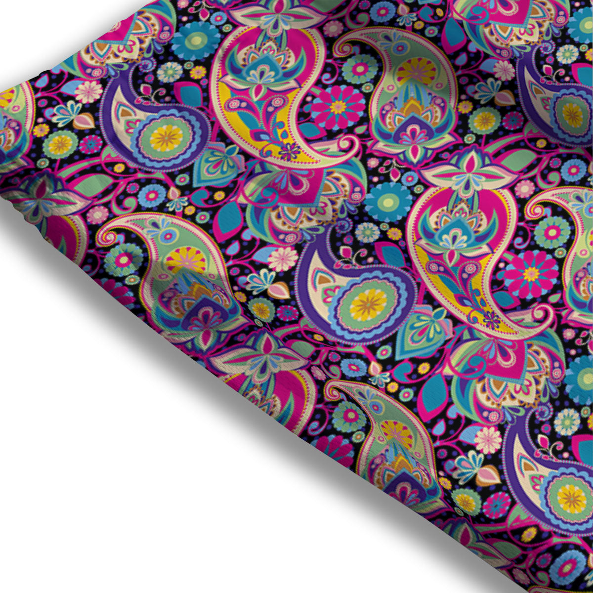 Blue Pink And Green Paisley Print Mesh Shorts