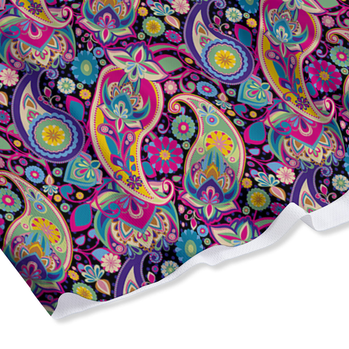 Blue Pink And Green Paisley Print Mesh Shorts