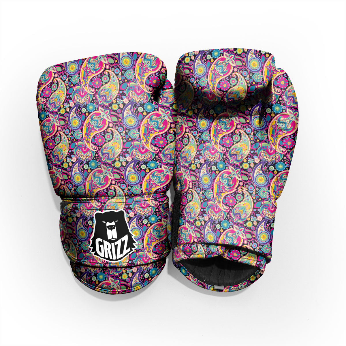 Blue Pink And Green Paisley Print Pro Boxing Glove