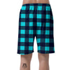 Blue Plaid Print Men's Shorts-grizzshop