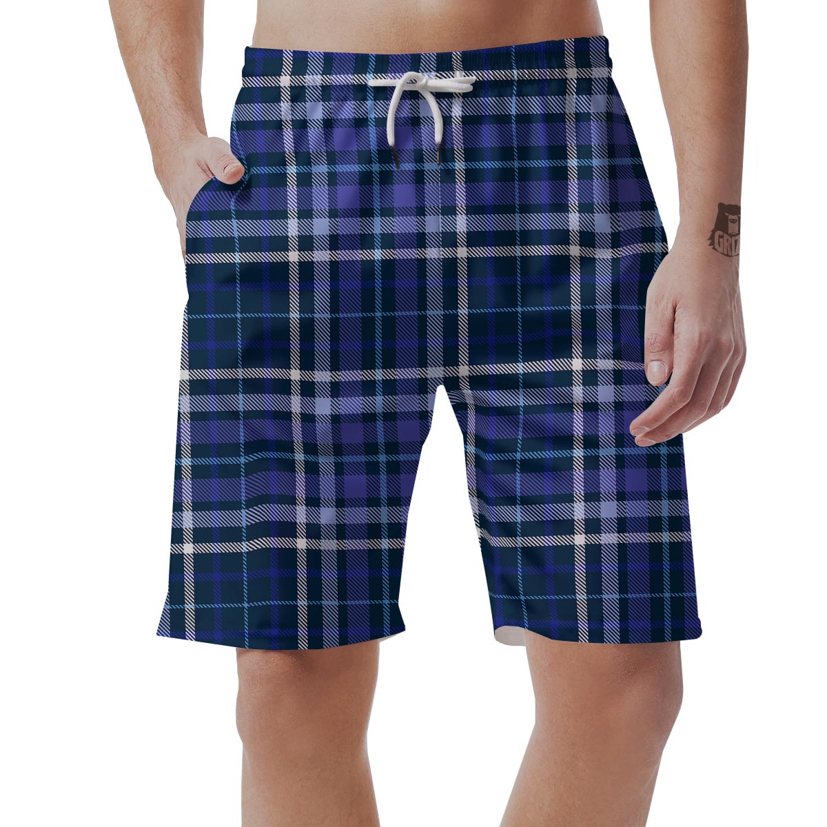 Blue Plaid Tartan Men's Shorts-grizzshop