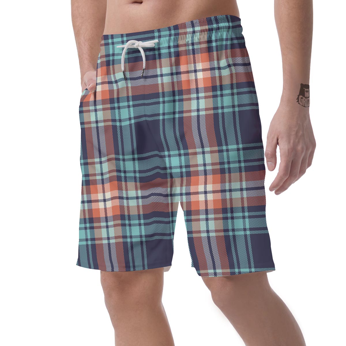 Blue Plaid Tartan Scottish Print Men's Shorts-grizzshop