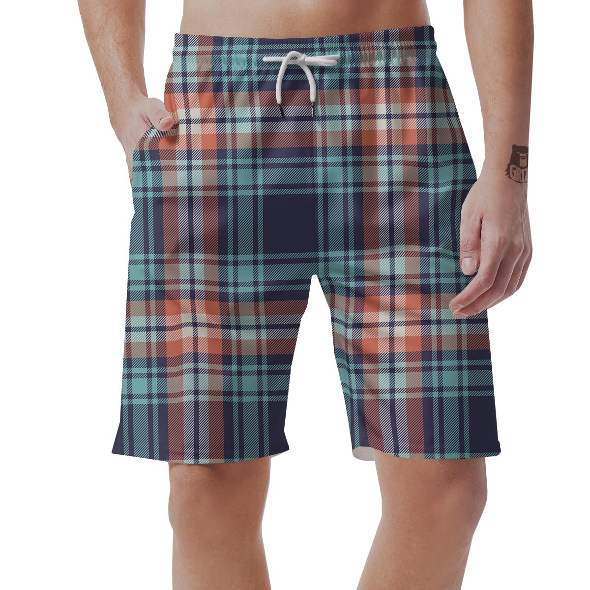 Blue Plaid Tartan Scottish Print Men's Shorts-grizzshop