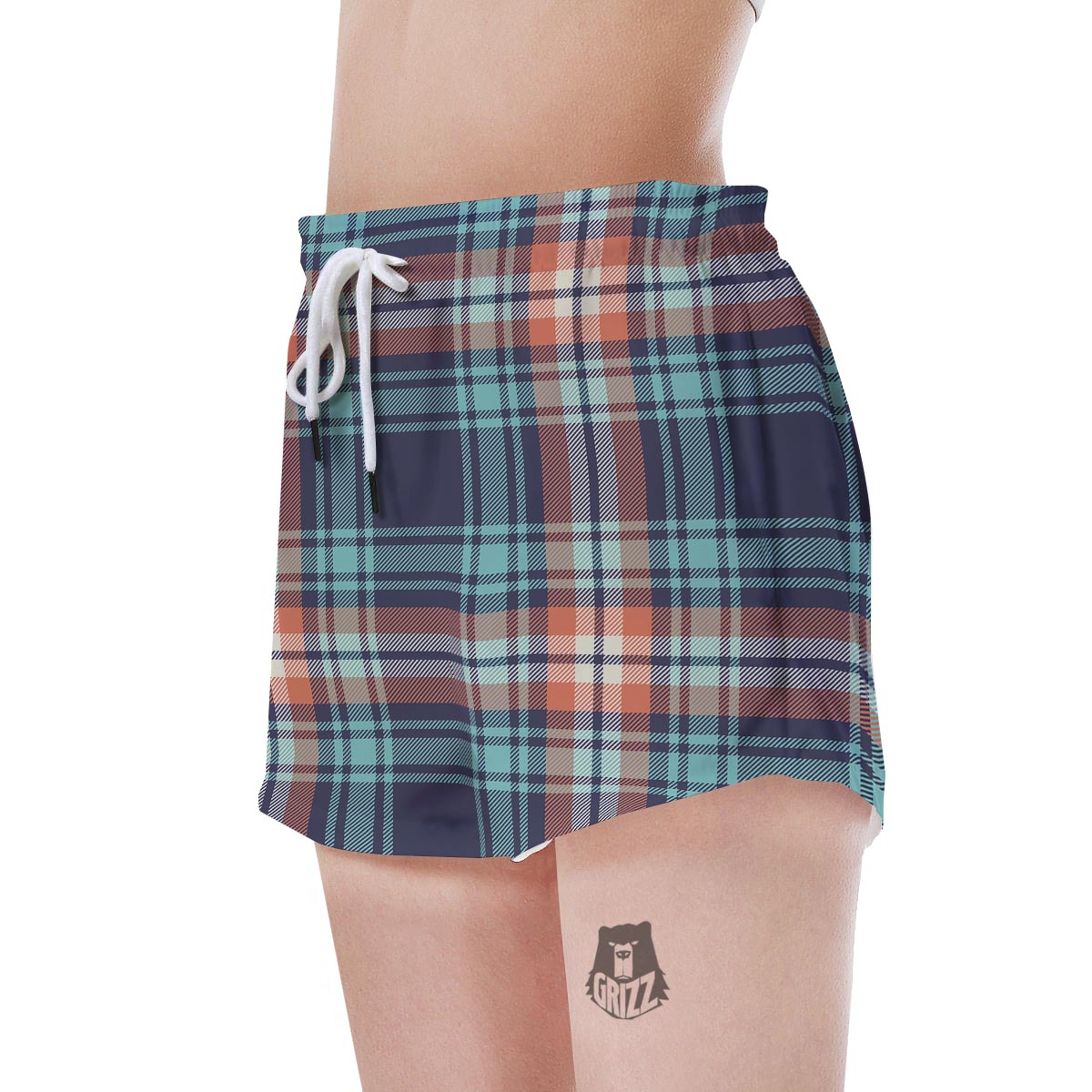 Blue Plaid Tartan Scottish Print Women's Shorts-grizzshop