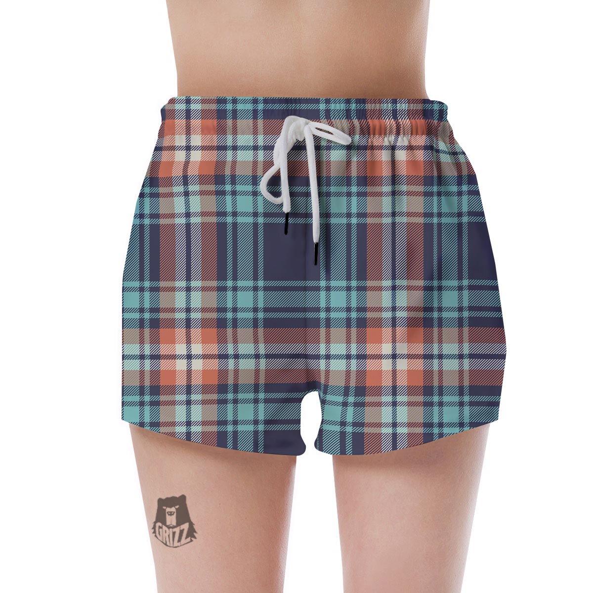 Blue Plaid Tartan Scottish Print Women's Shorts-grizzshop