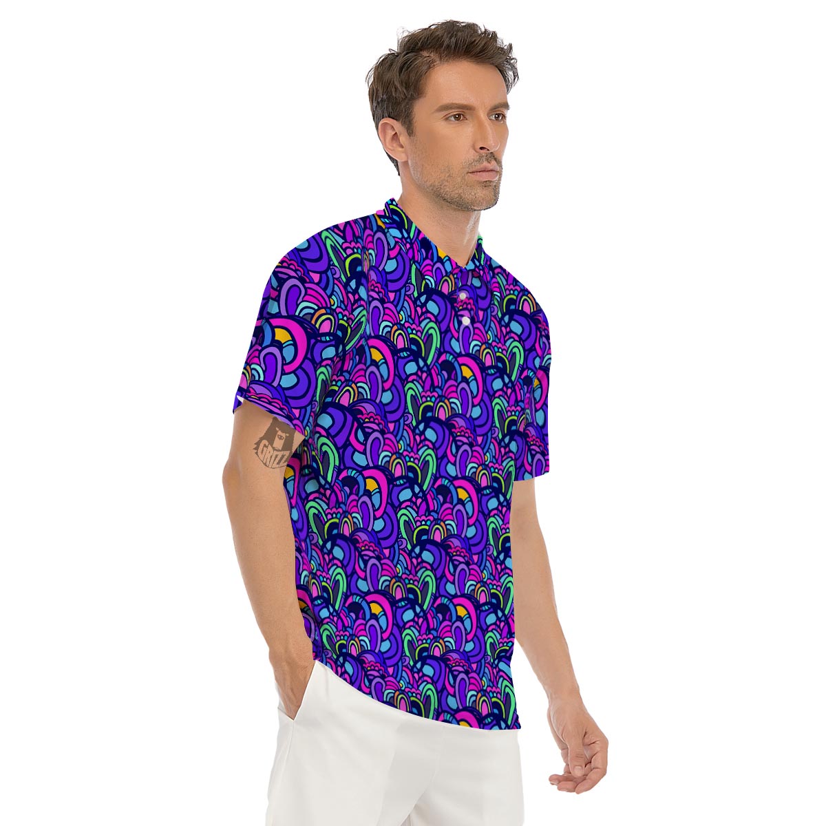 Blue Psychedelic Men's Golf Shirts-grizzshop