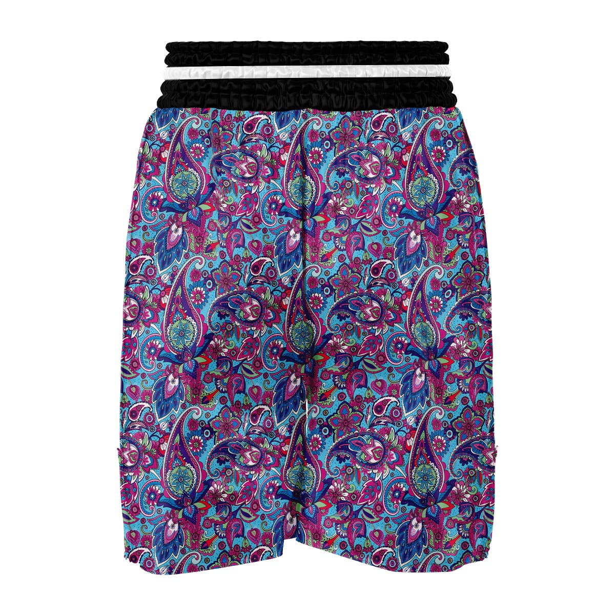 Blue Purple Red Paisley Pattern Print Boxing Shorts-grizzshop