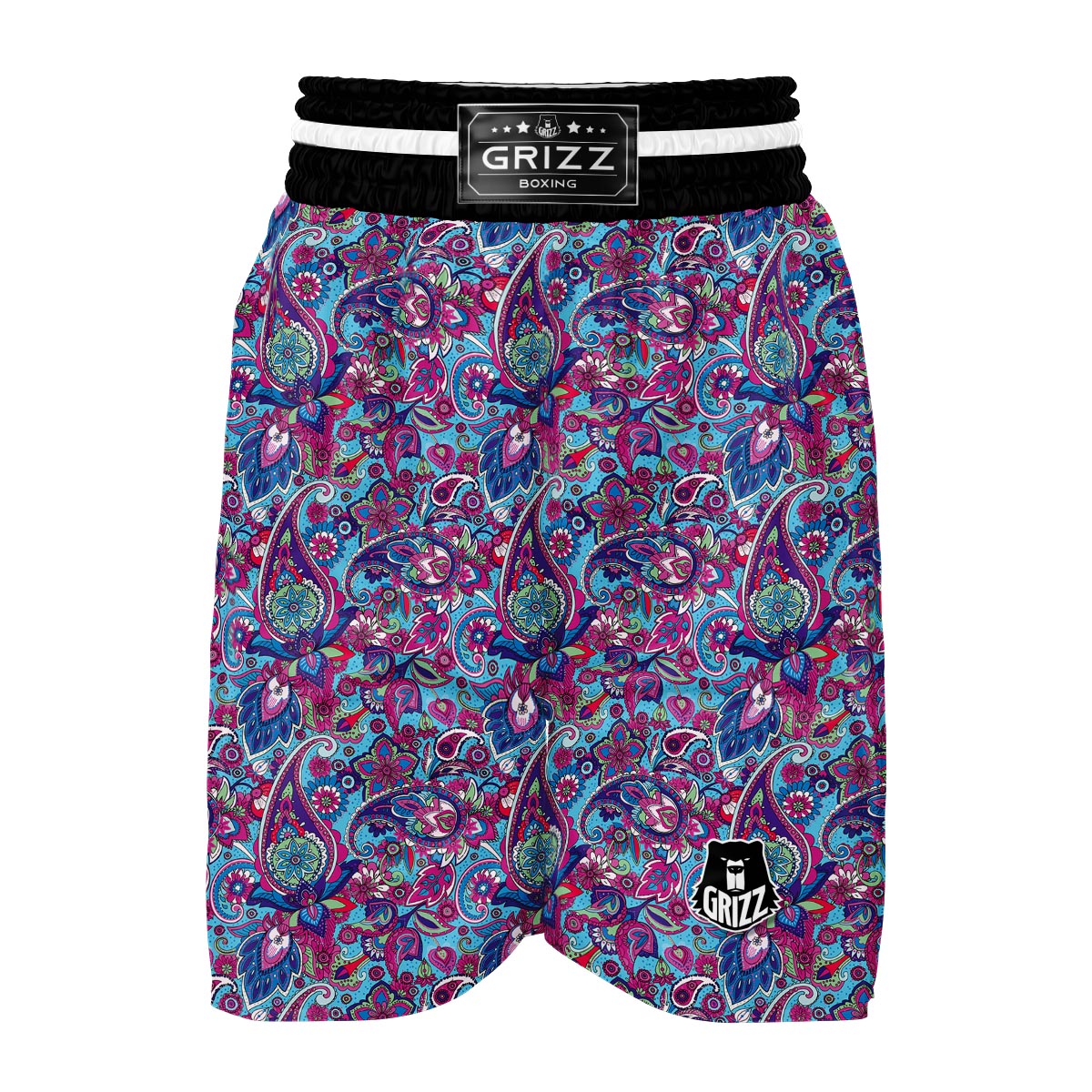 Blue Purple Red Paisley Pattern Print Boxing Shorts-grizzshop