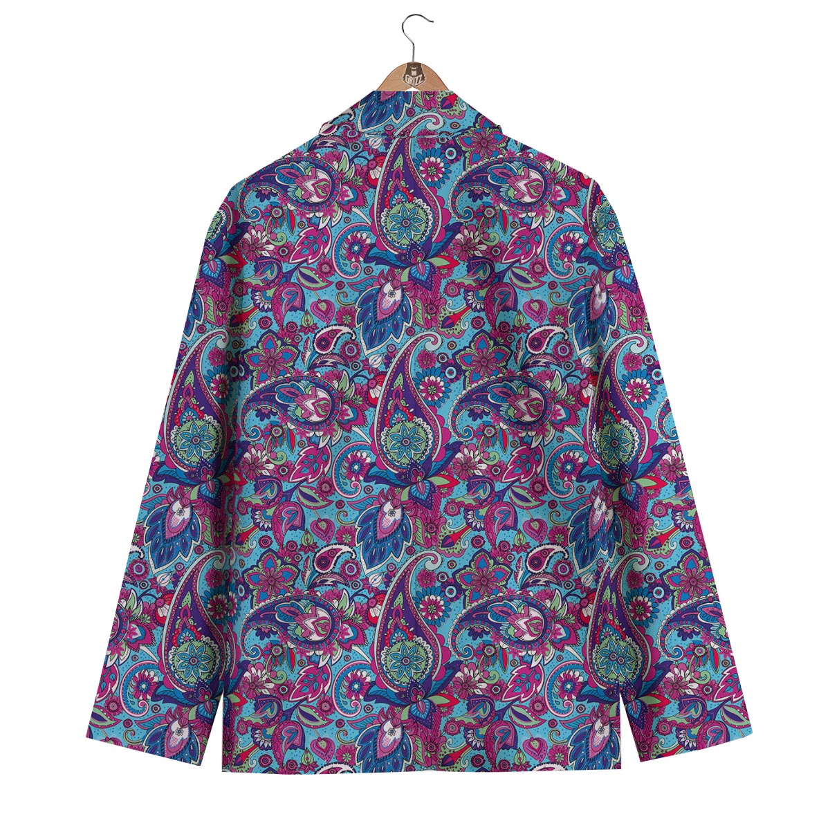 Blue Purple Red Paisley Pattern Print Men's Blazer-grizzshop