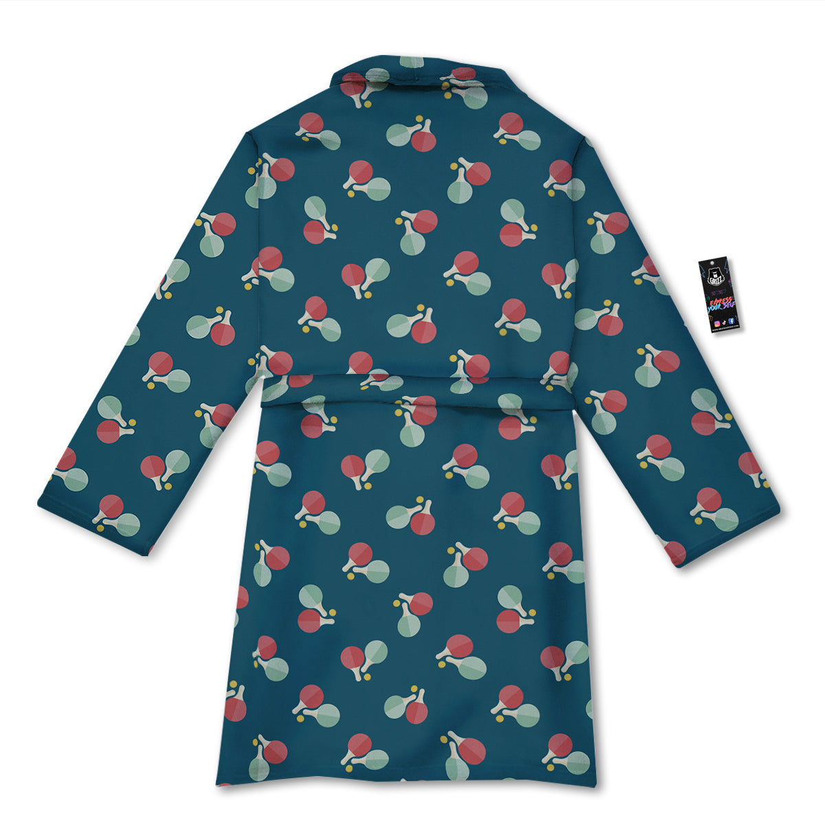 Blue Red Pingpong Print Pattern Bathrobe-grizzshop