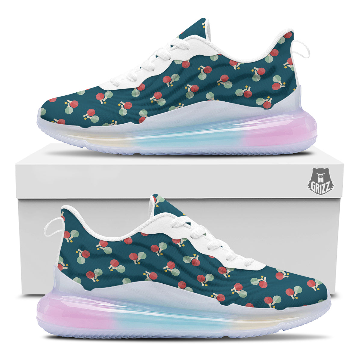 Blue Red Pingpong Print Pattern Running Sneakers-grizzshop