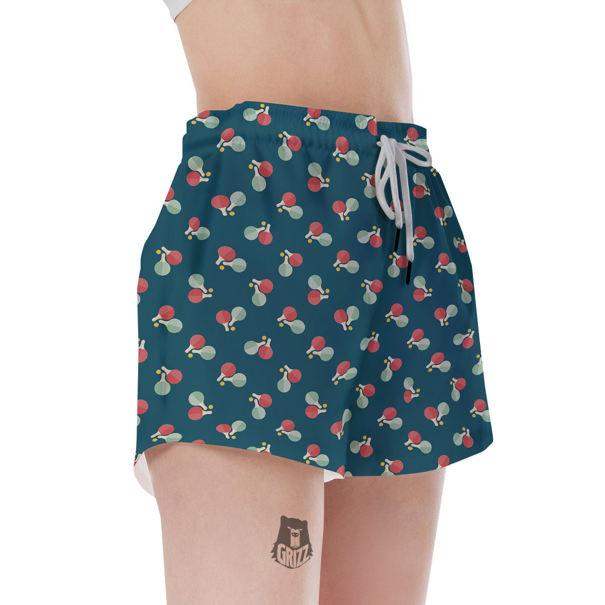 Blue Red Pingpong Print Pattern Women's Shorts-grizzshop