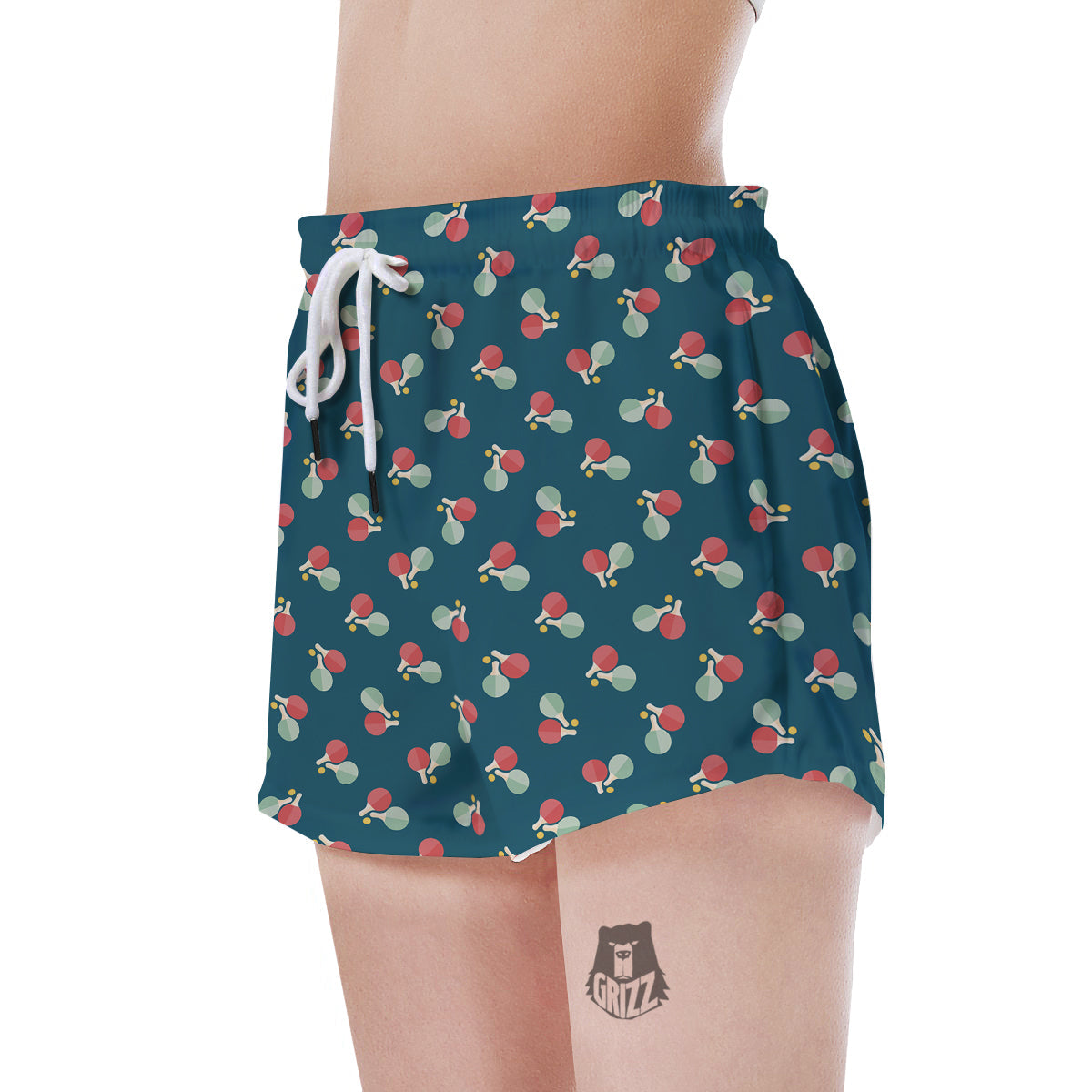 Blue Red Pingpong Print Pattern Women's Shorts-grizzshop