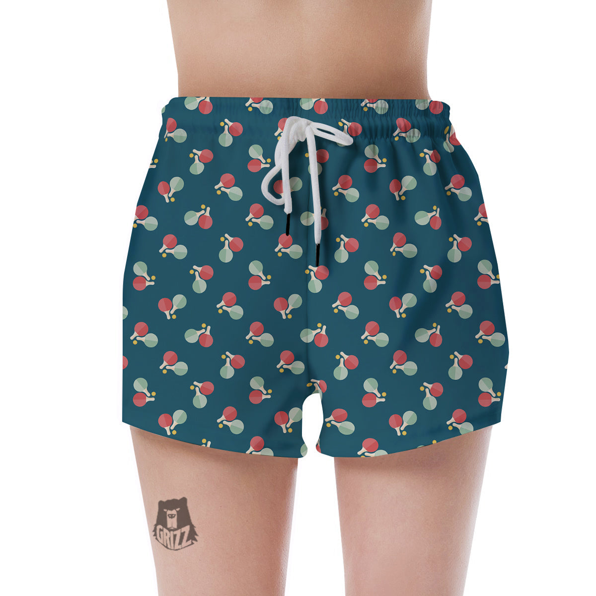 Blue Red Pingpong Print Pattern Women's Shorts-grizzshop