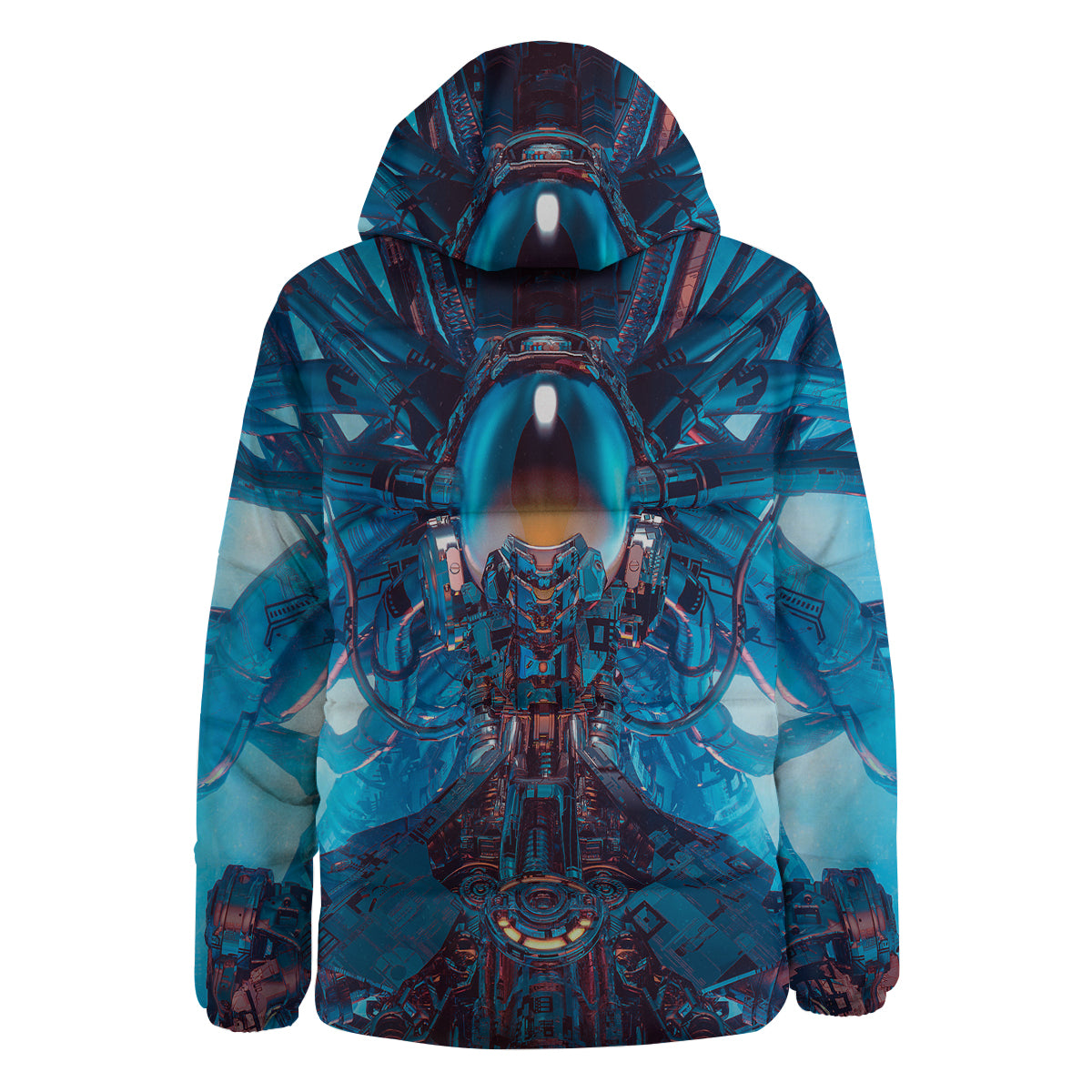 Blue Robot Cyberpunk Print Down Jacket-grizzshop