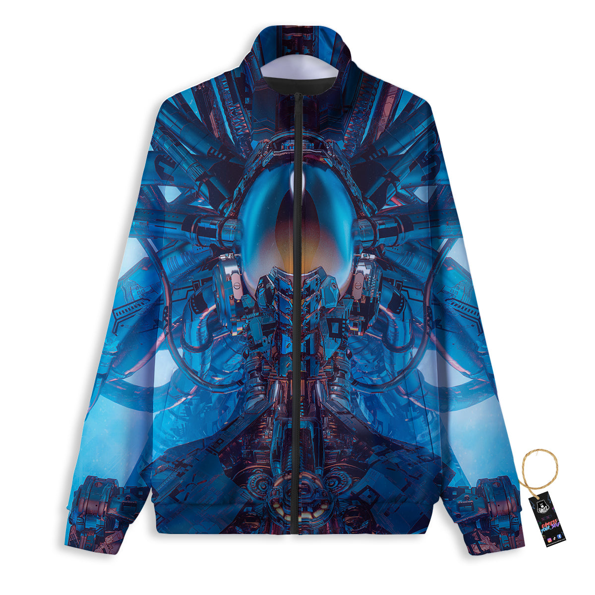 Blue Robot Cyberpunk Print Track Jacket-grizzshop