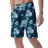 Blue Rose Floral Print Men's Shorts-grizzshop