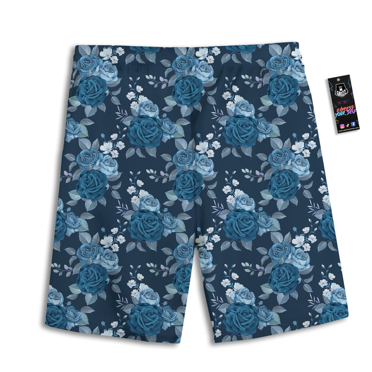 Blue Rose Royal Print Pattern Men's Athletic Shorts
