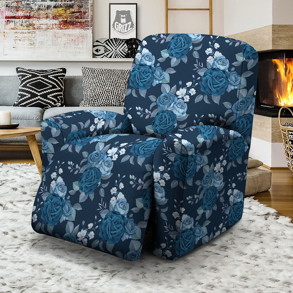 Blue floral online recliner