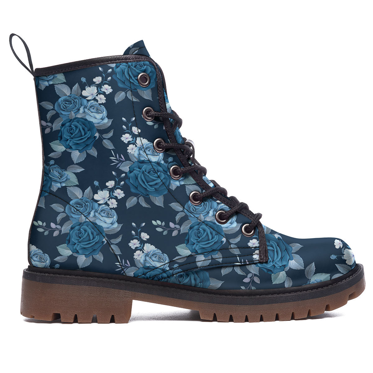 Blue Rose Royal Print Pattern Work Boots-grizzshop