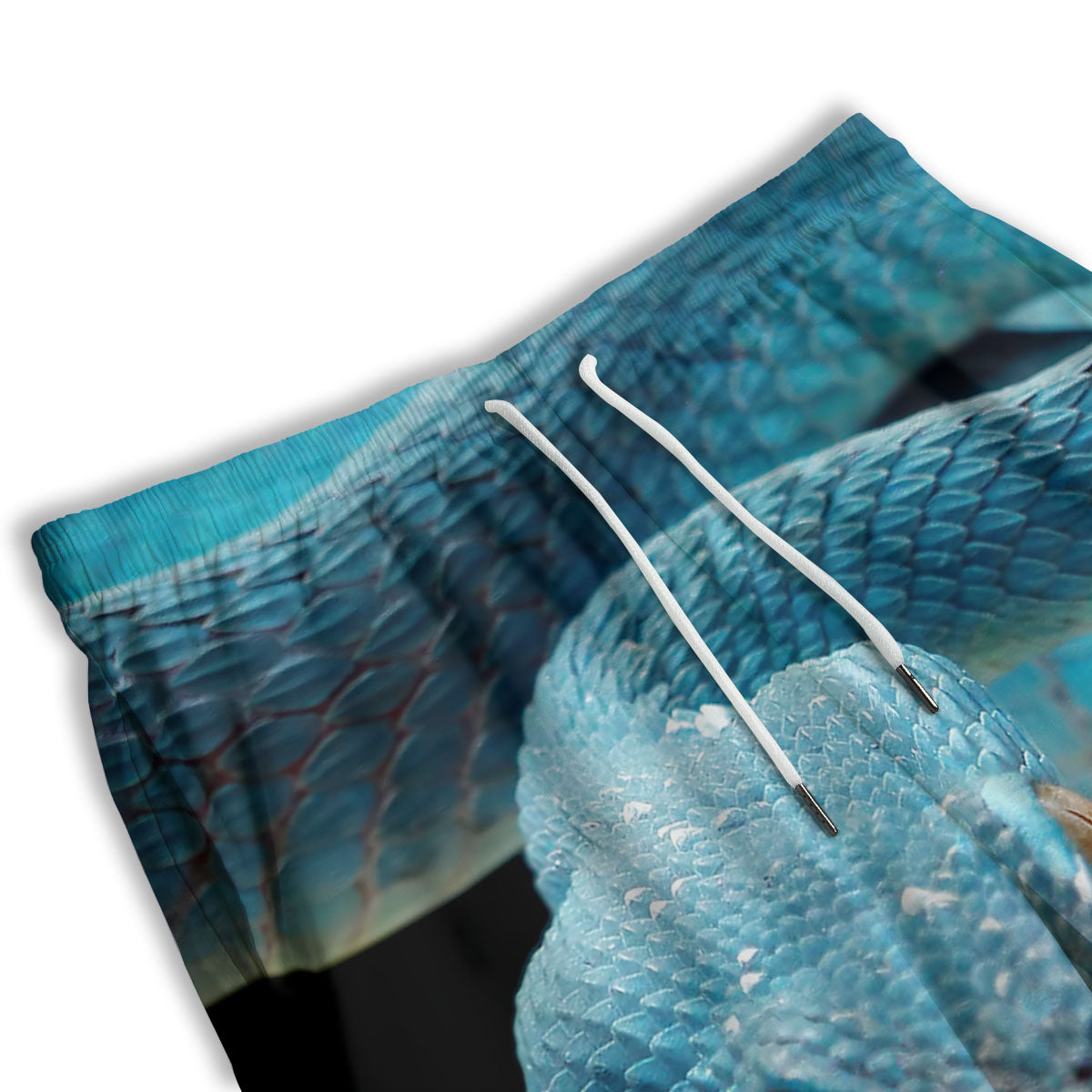 Blue Scary Viper Snake Print Men's Athletic Shorts