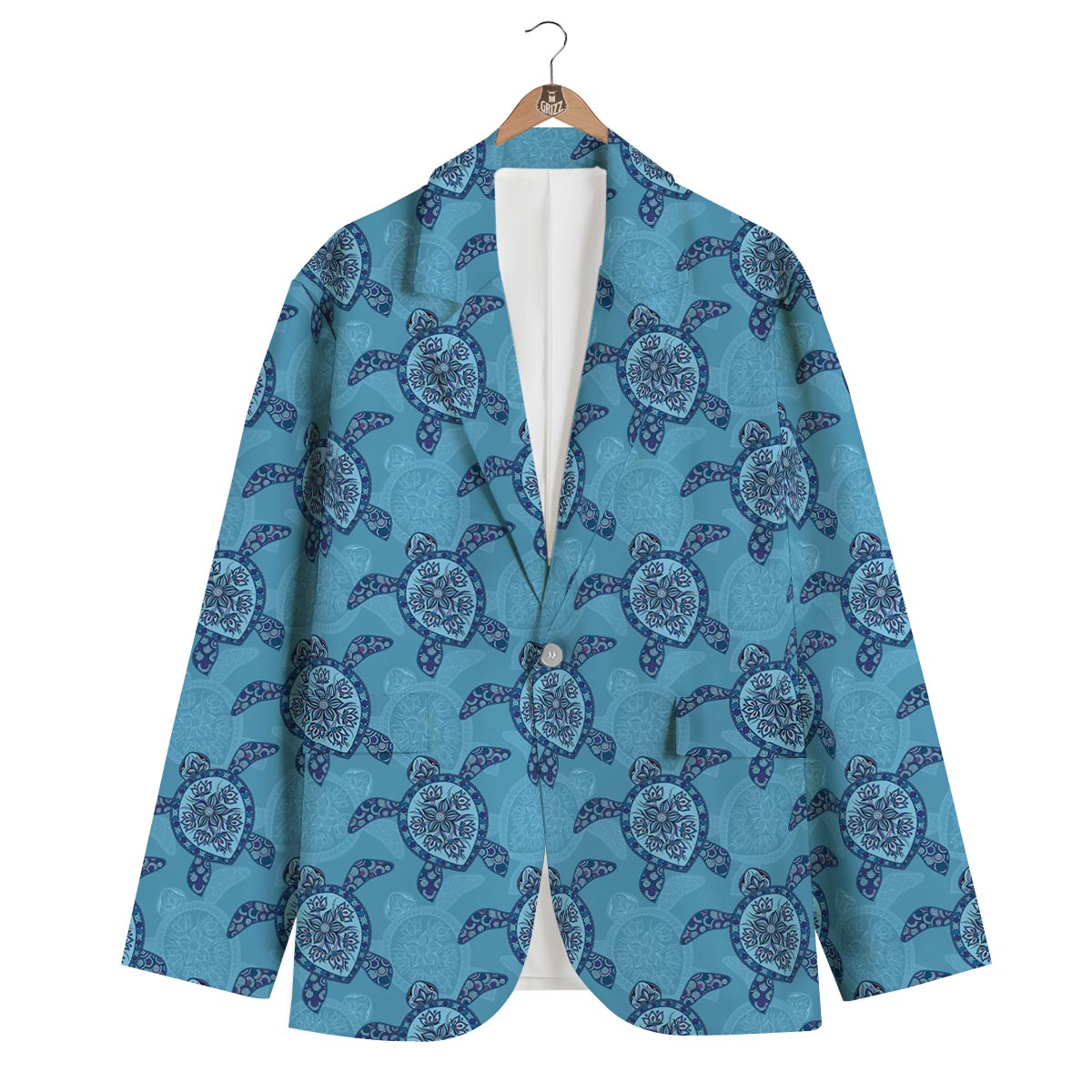 Blue Sea Aztec Turtle Men's Blazer-grizzshop