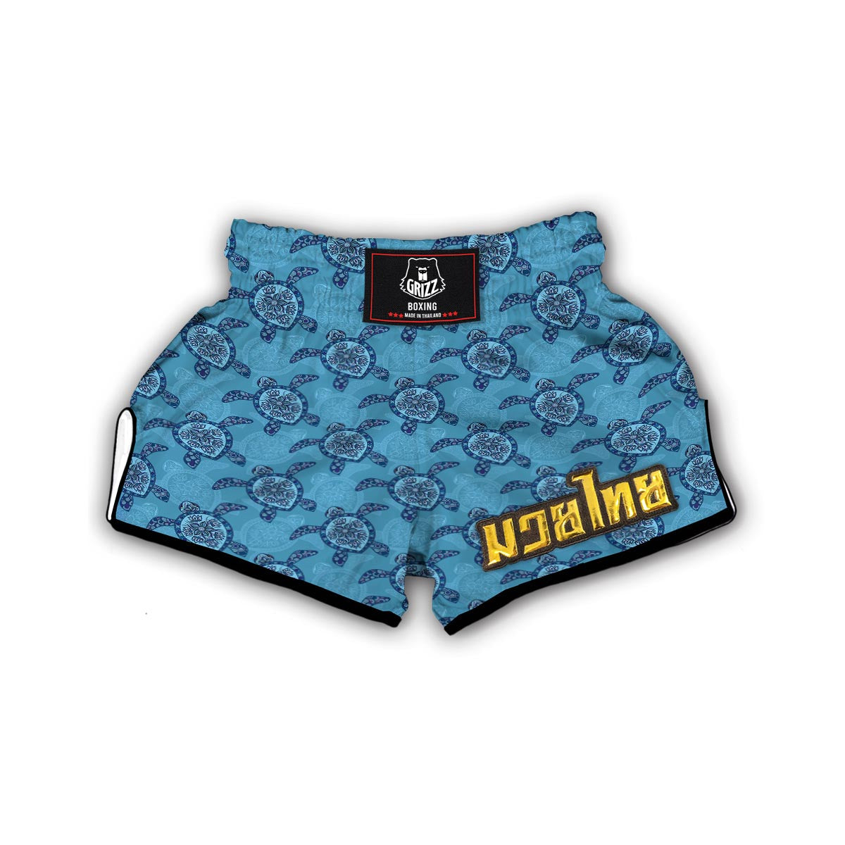 Blue Sea Aztec Turtle Muay Thai Boxing Shorts-grizzshop