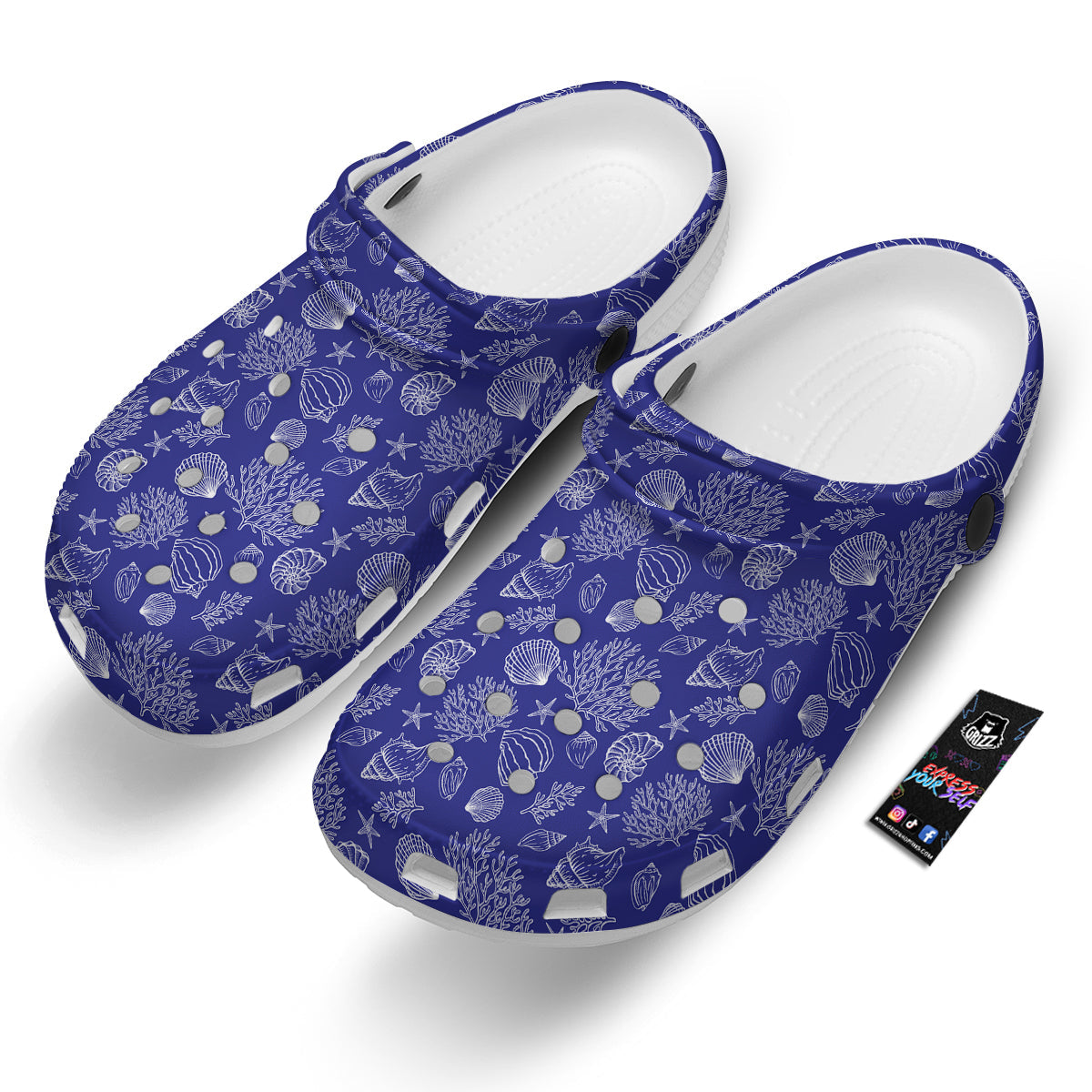 Blue Sea Corals Print Pattern Clog-grizzshop