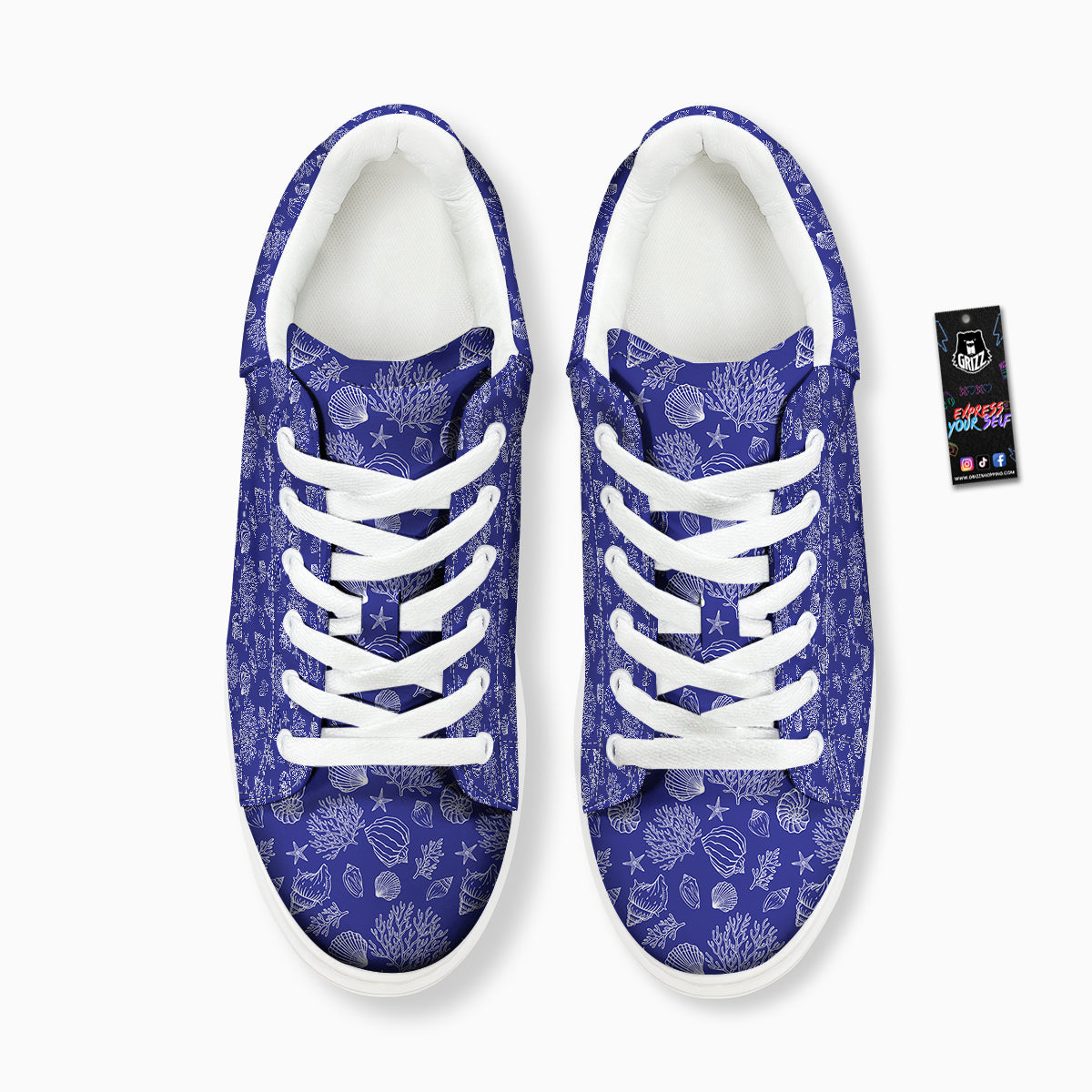 Blue Sea Corals Print Pattern Platform Shoes-grizzshop