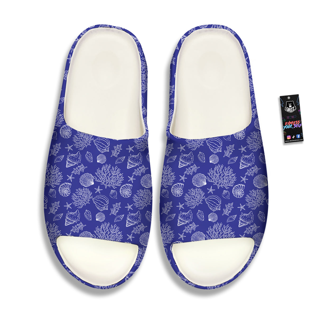 Blue Sea Corals Print Pattern Sandals-grizzshop