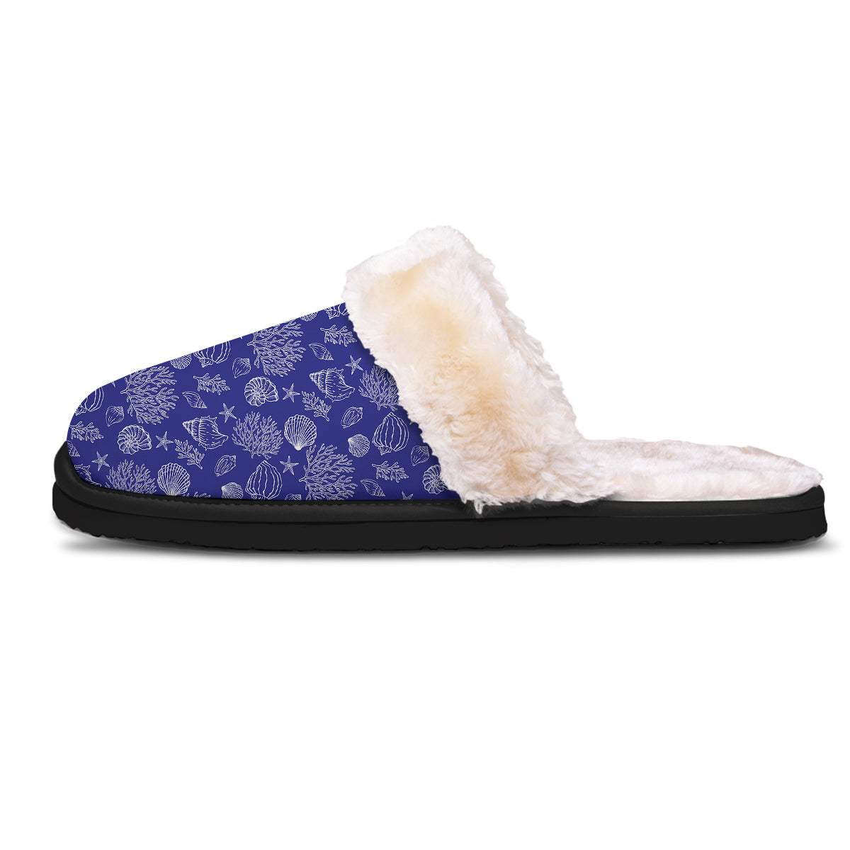 Blue Sea Corals Print Pattern Slippers-grizzshop