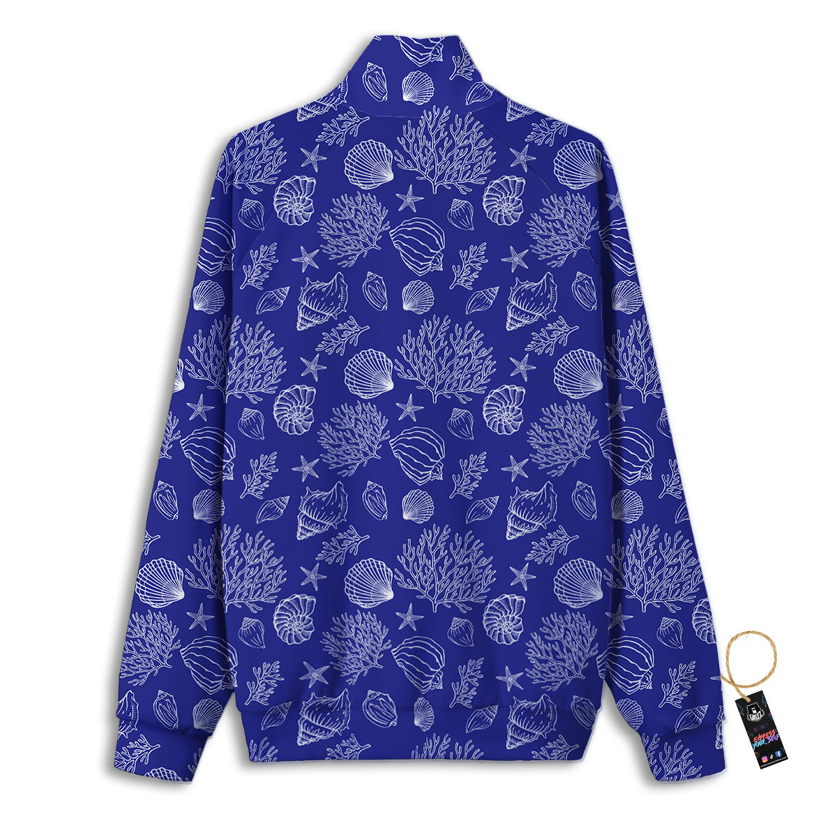 Blue Sea Corals Print Pattern Track Jacket-grizzshop