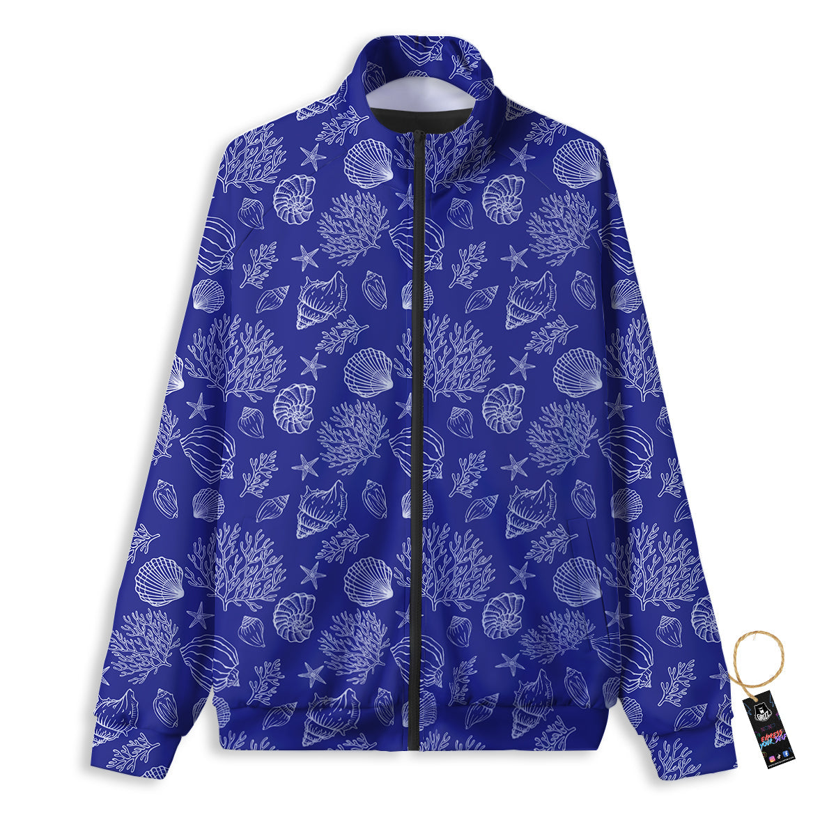 Blue Sea Corals Print Pattern Track Jacket-grizzshop