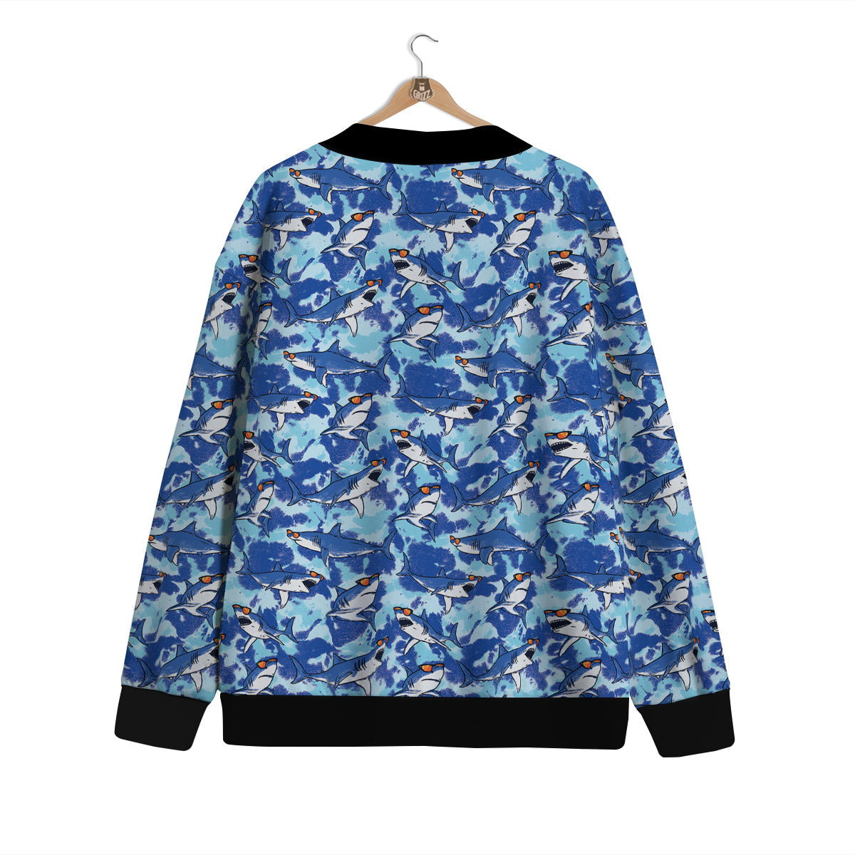 Blue Shark Print Pattern Cardigan-grizzshop