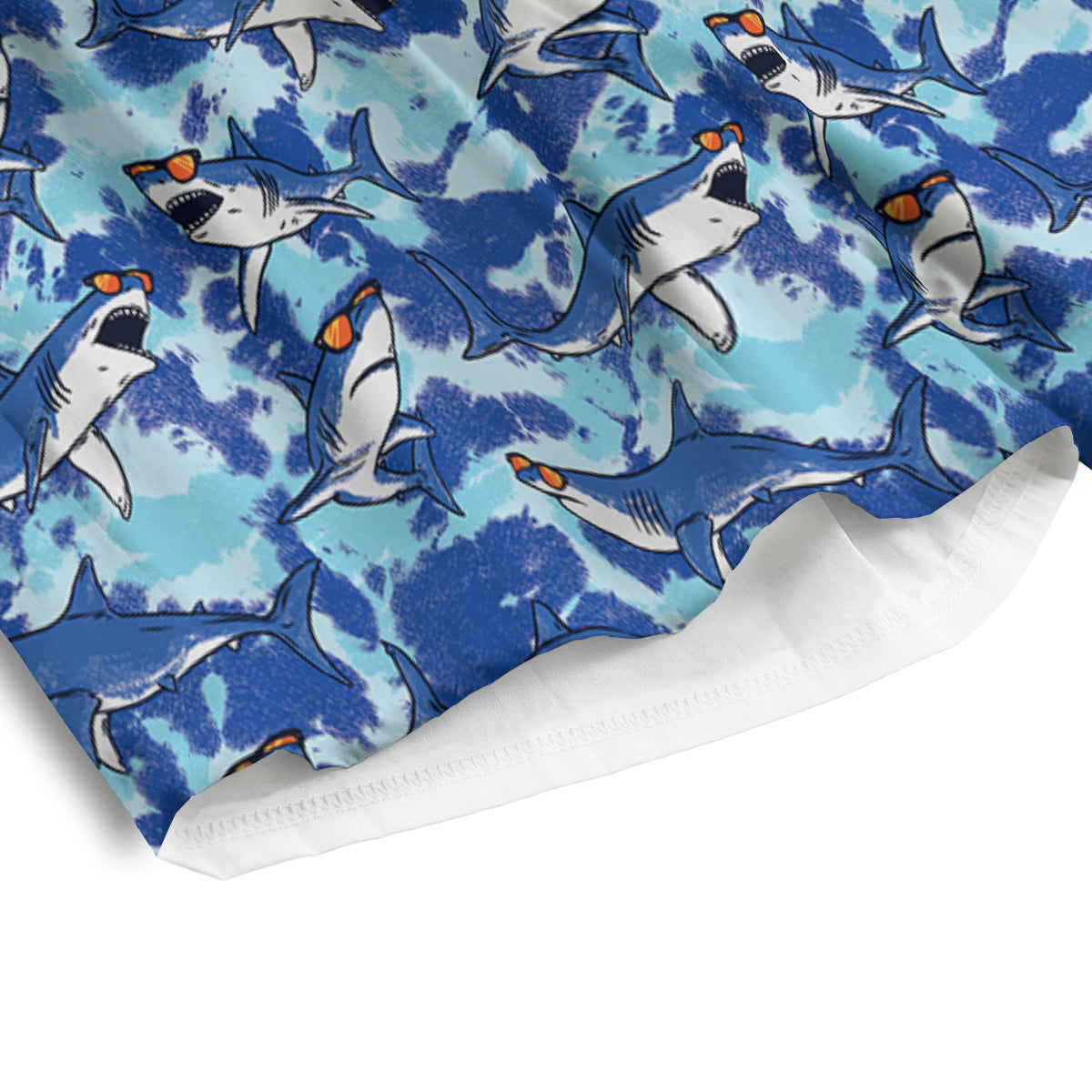 Blue Shark Print Pattern Men's Athletic Shorts