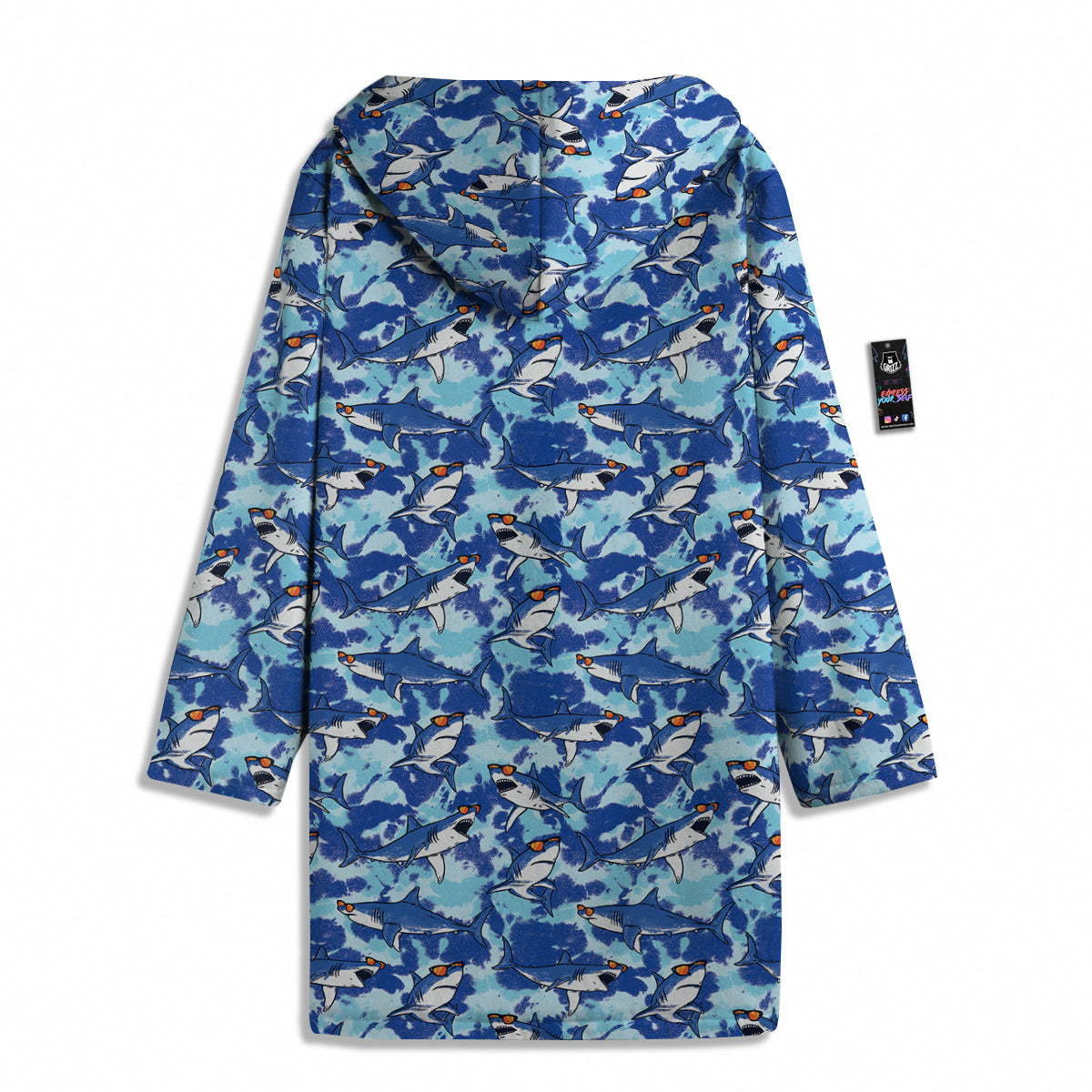 Blue Shark Print Pattern Men's Windbreaker Jacket-grizzshop