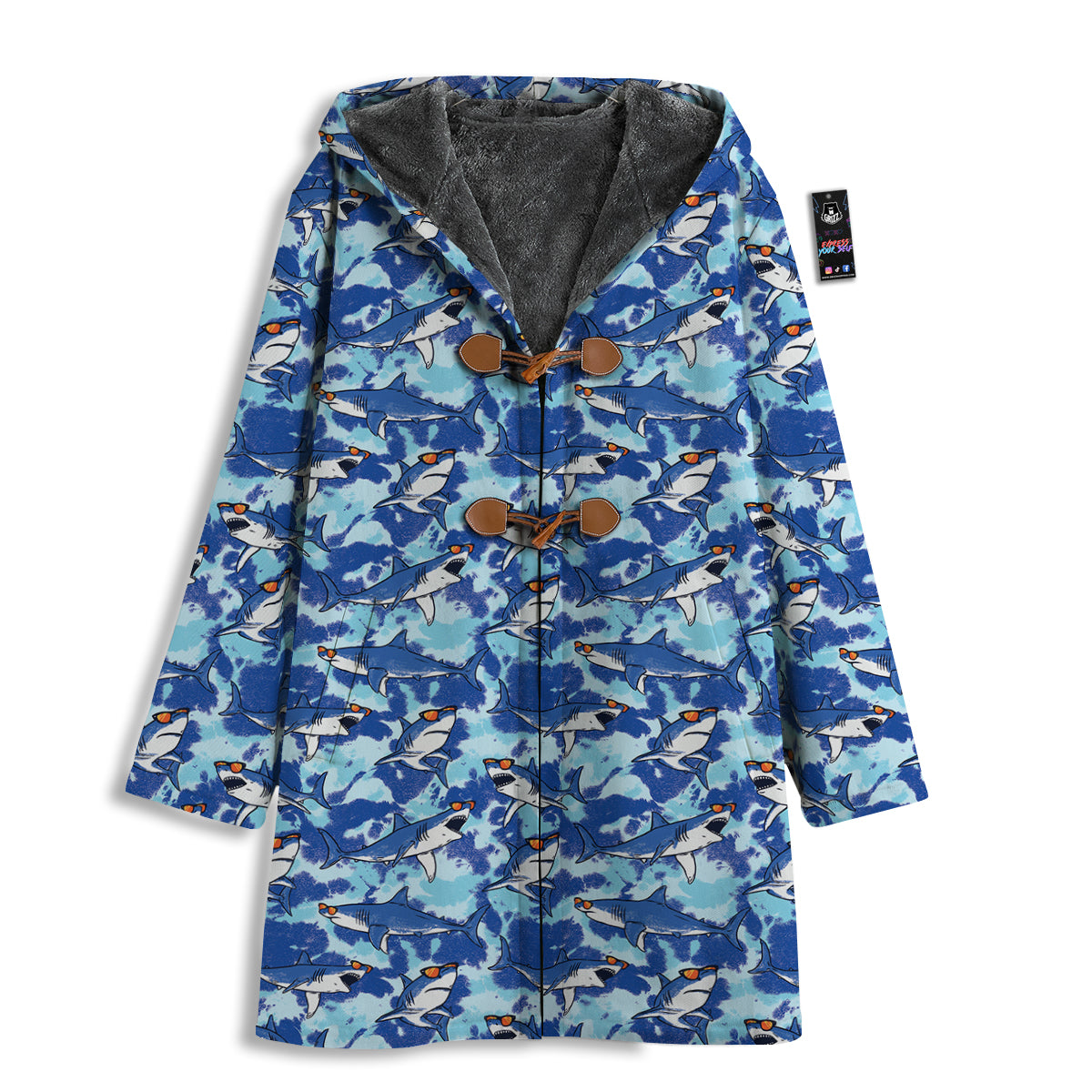 Blue Shark Print Pattern Men's Windbreaker Jacket-grizzshop