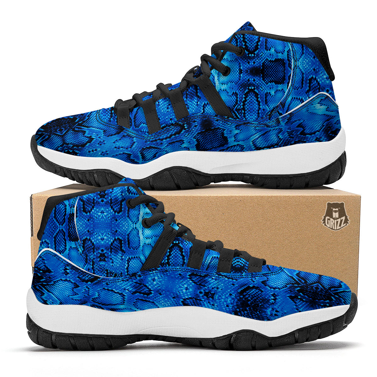 Blue Snakeskin Black Bball Shoes-grizzshop